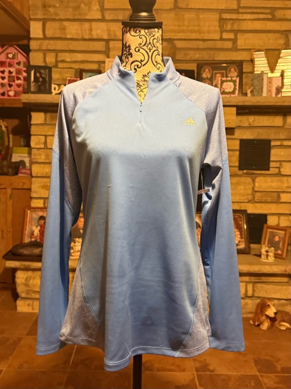 adidas Light Blue Quarter-Zip Athletic Pullover